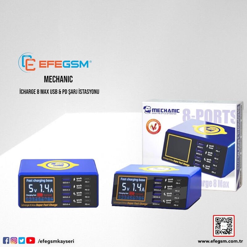 Mechanic İcharge 8 Max Usb Şarj İstasyonu