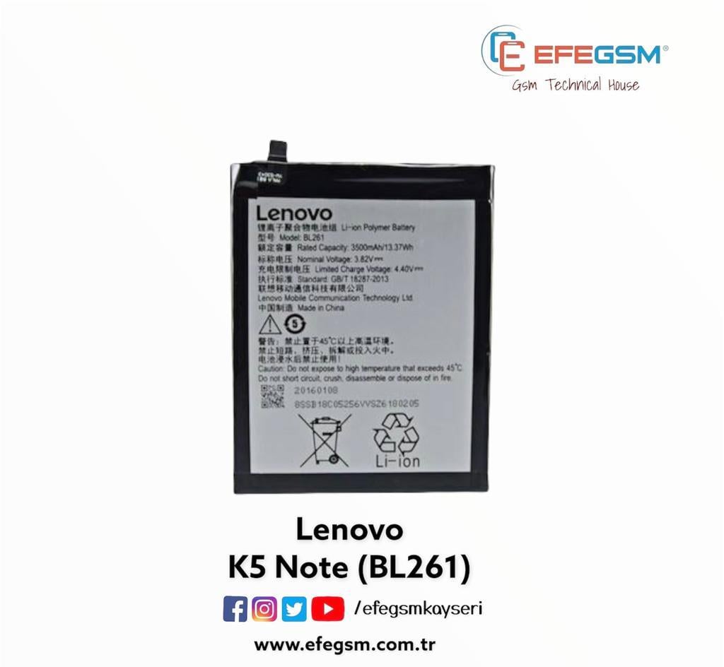 Lenovo K5 Note (BL261) Batarya