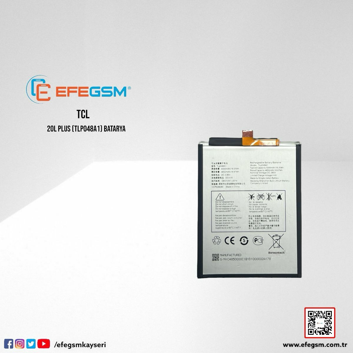 Tcl 20L Plus (Tlp048A1) Batarya