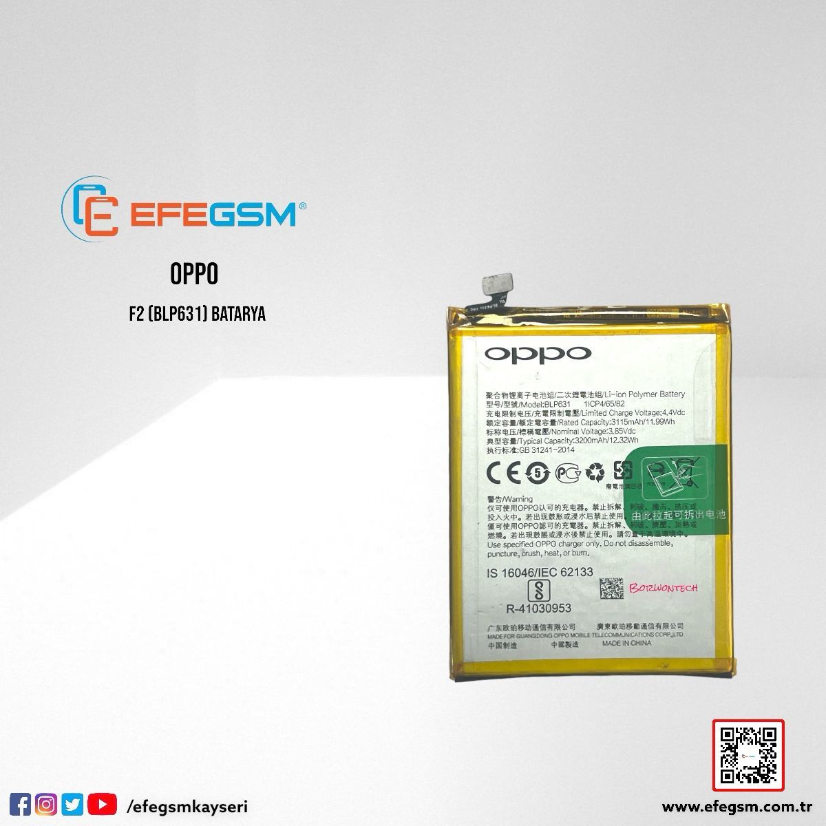 Oppo F5 (BLP631) Batarya