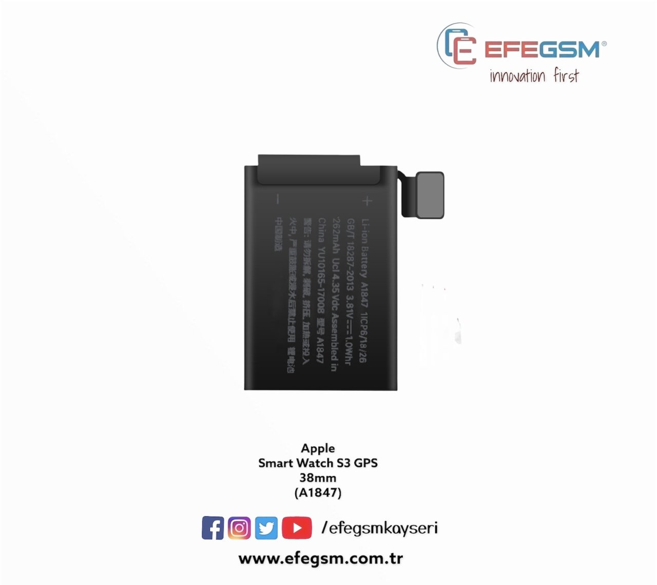Apple Smart Watch S3 GPS 38mm (A1847) Akıllı Saat Batarya