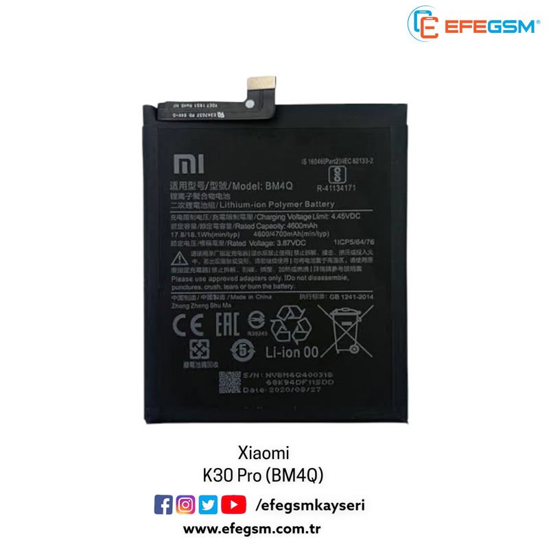 Xiaomi K30 Pro (BM4Q) Batarya