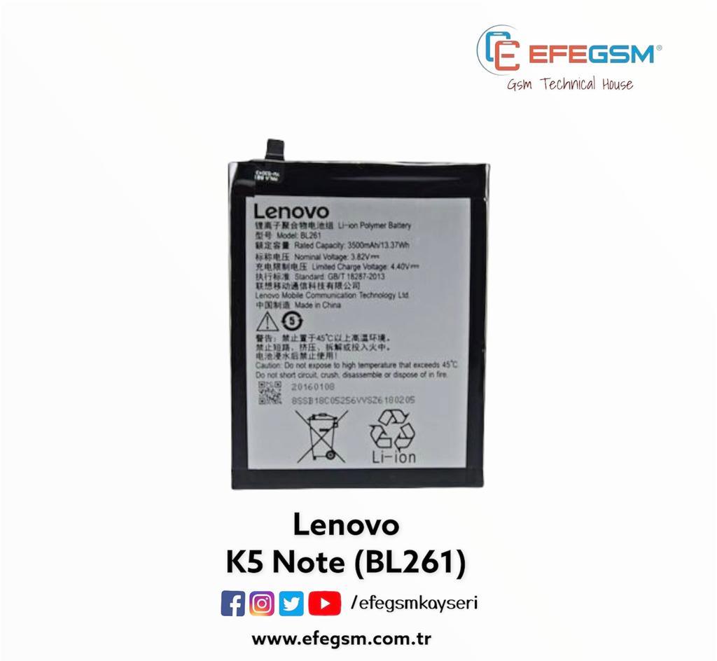 Lenovo K5 Note (BL261) Batarya