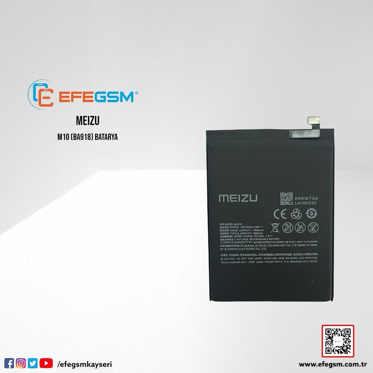 Meizu M10 (BA918) Batarya