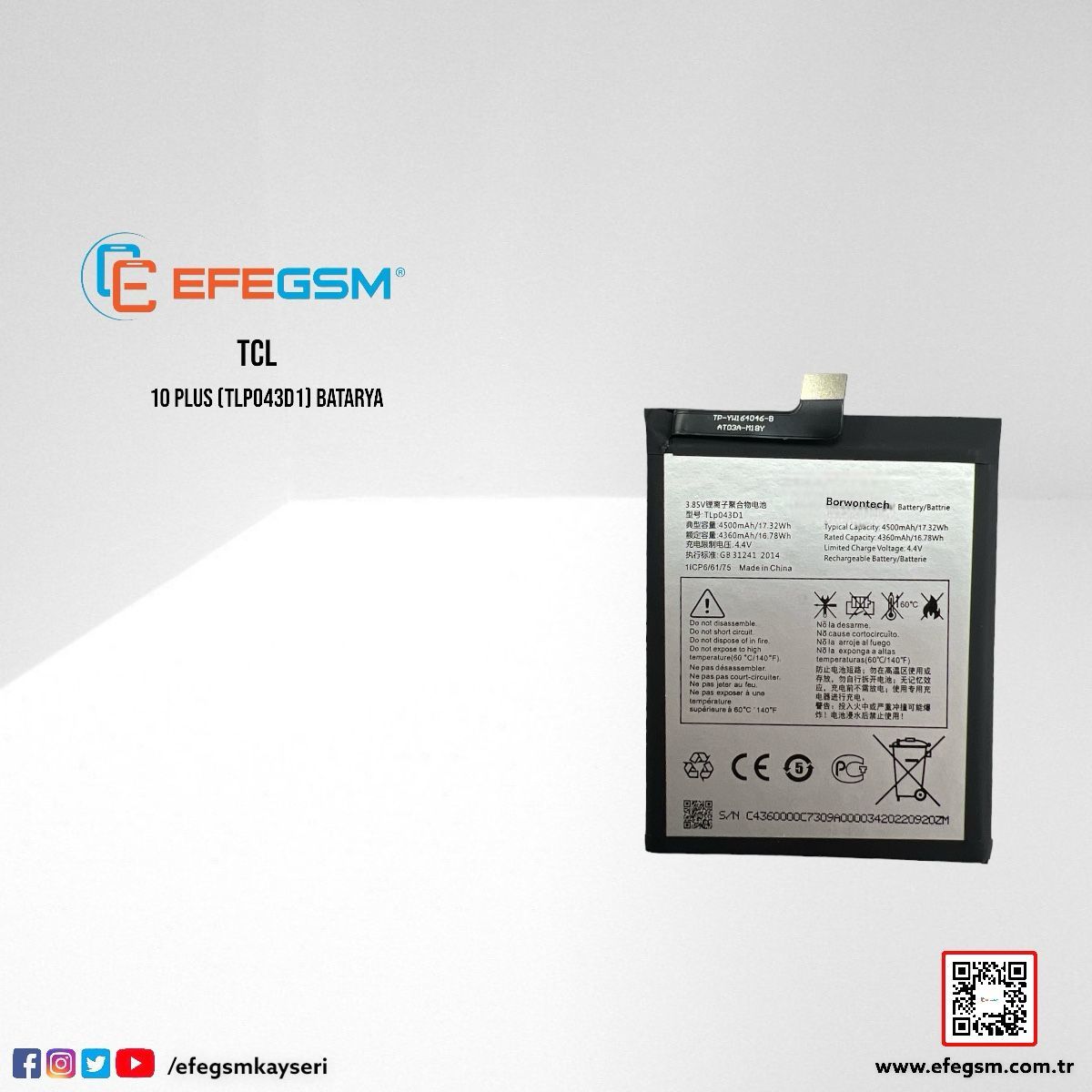 Tcl 10 Plus (Tlp043D7) Batarya