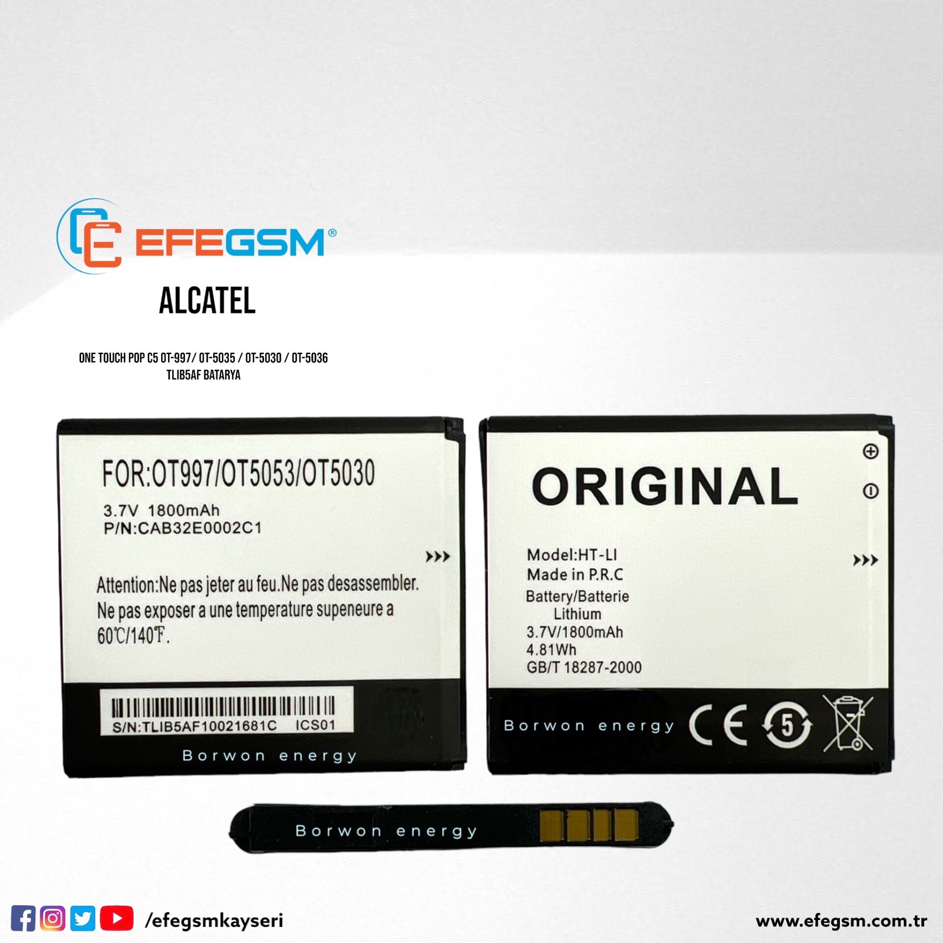 Alcatel One Touch Pop C5 (OT-997) Batarya