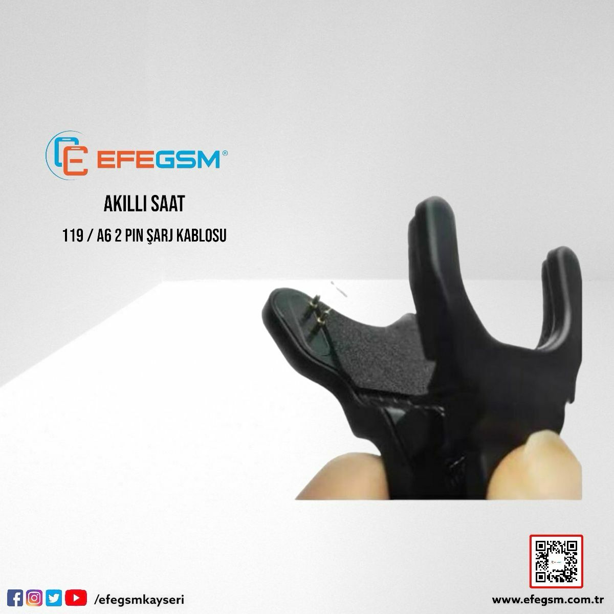 Akıllı Saat 119/A6 2 PIN Şarj Kablosu