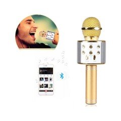 Wster WS-858 Bluetooth Karaoke Mikrofon Gold