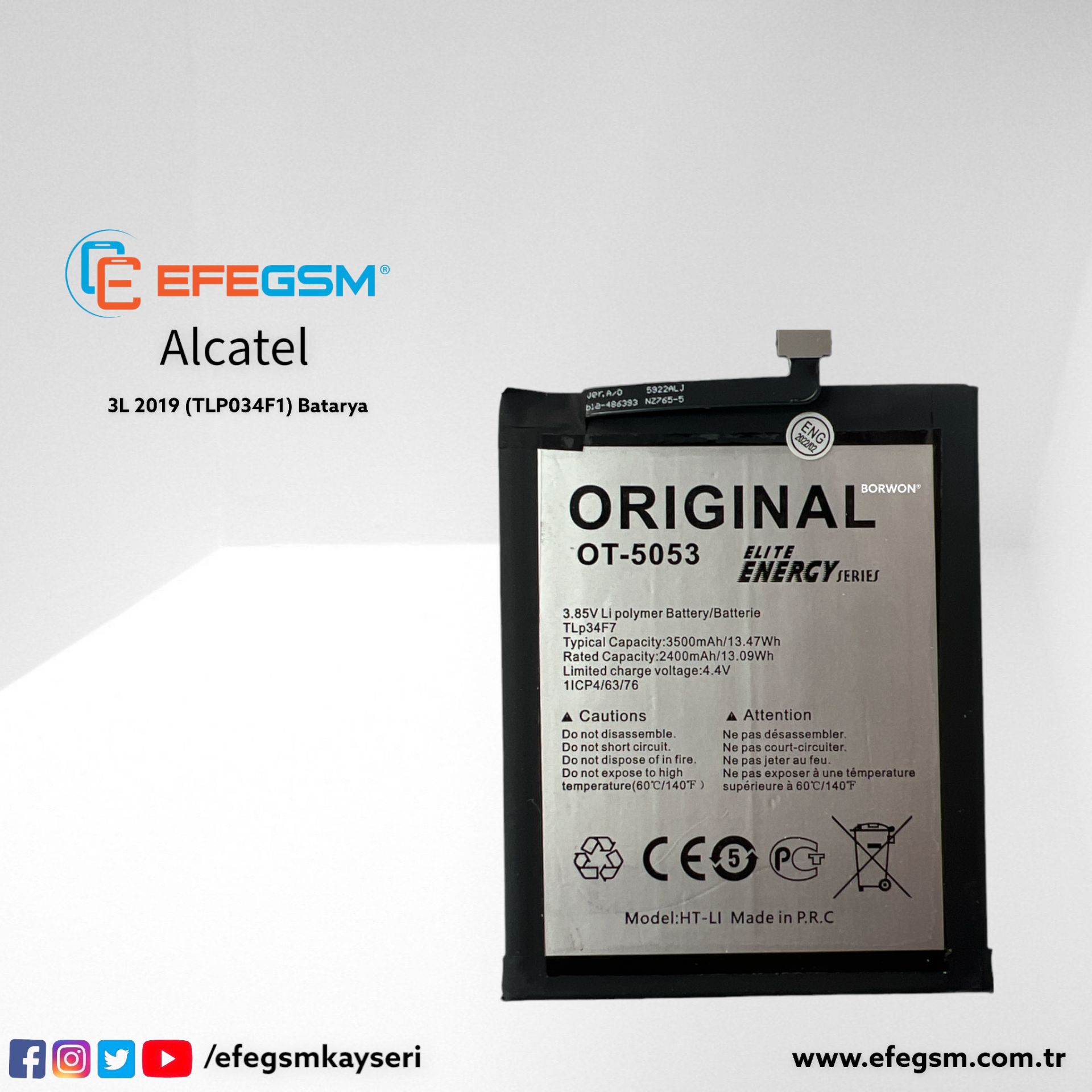 Alcatel 3L 20219 (TLP034F1) Batarya