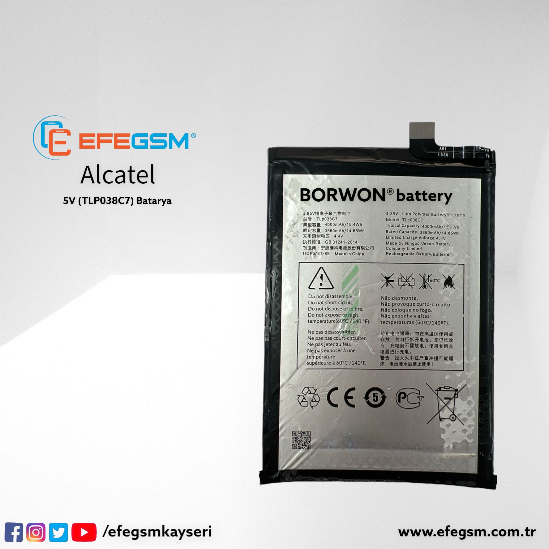 Alcatel 5V (TLP038C7) Batarya