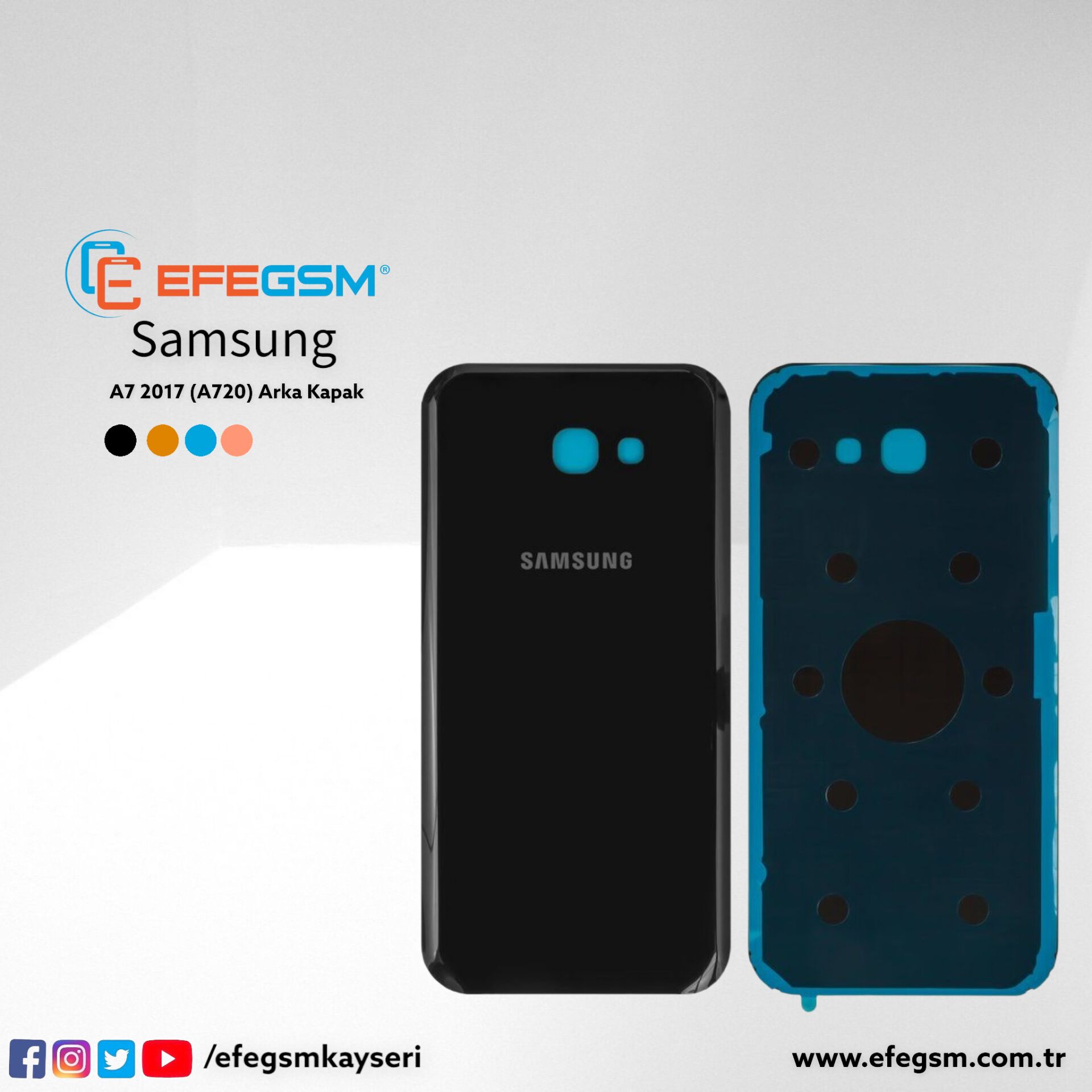 Samsung A7 2017 (A720) Arka Kapak Siyah