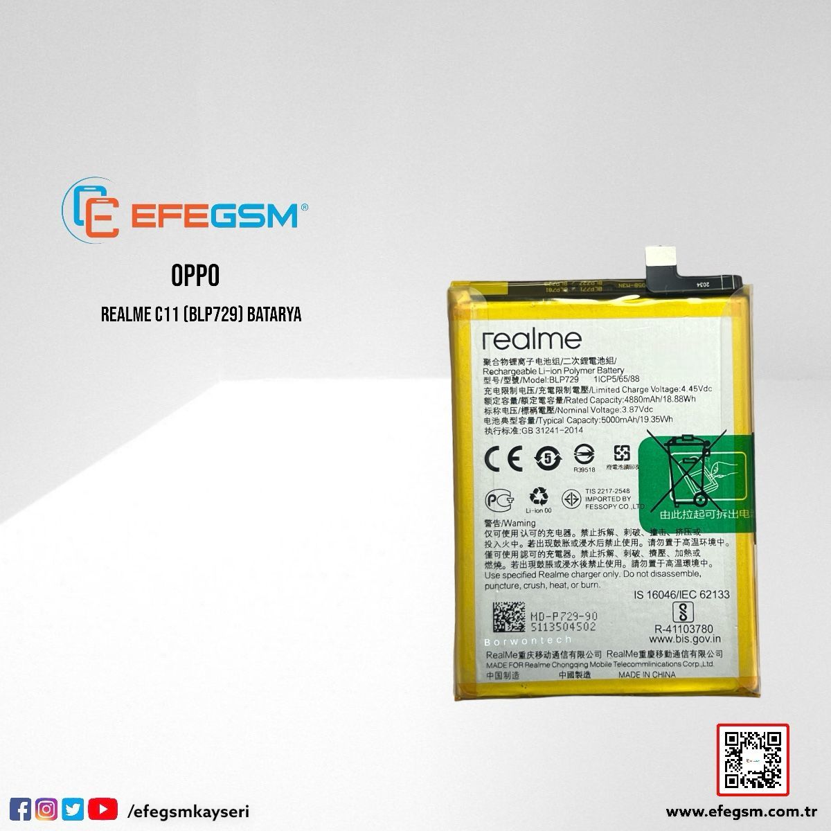 Oppo Realme C11 (BLP729) Batarya