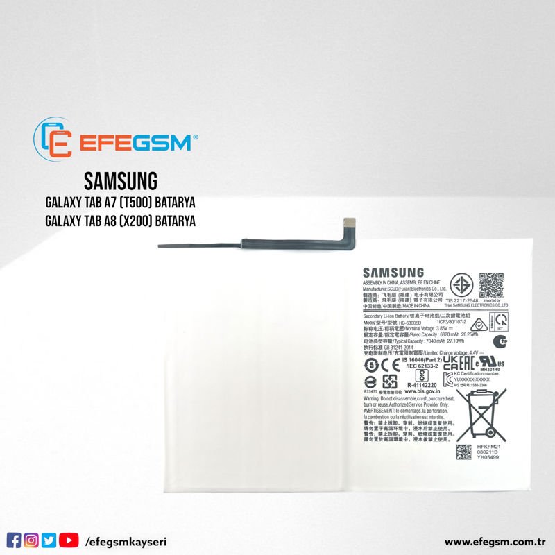 Samsung Galaxy Tab A7 (T500) Batarya