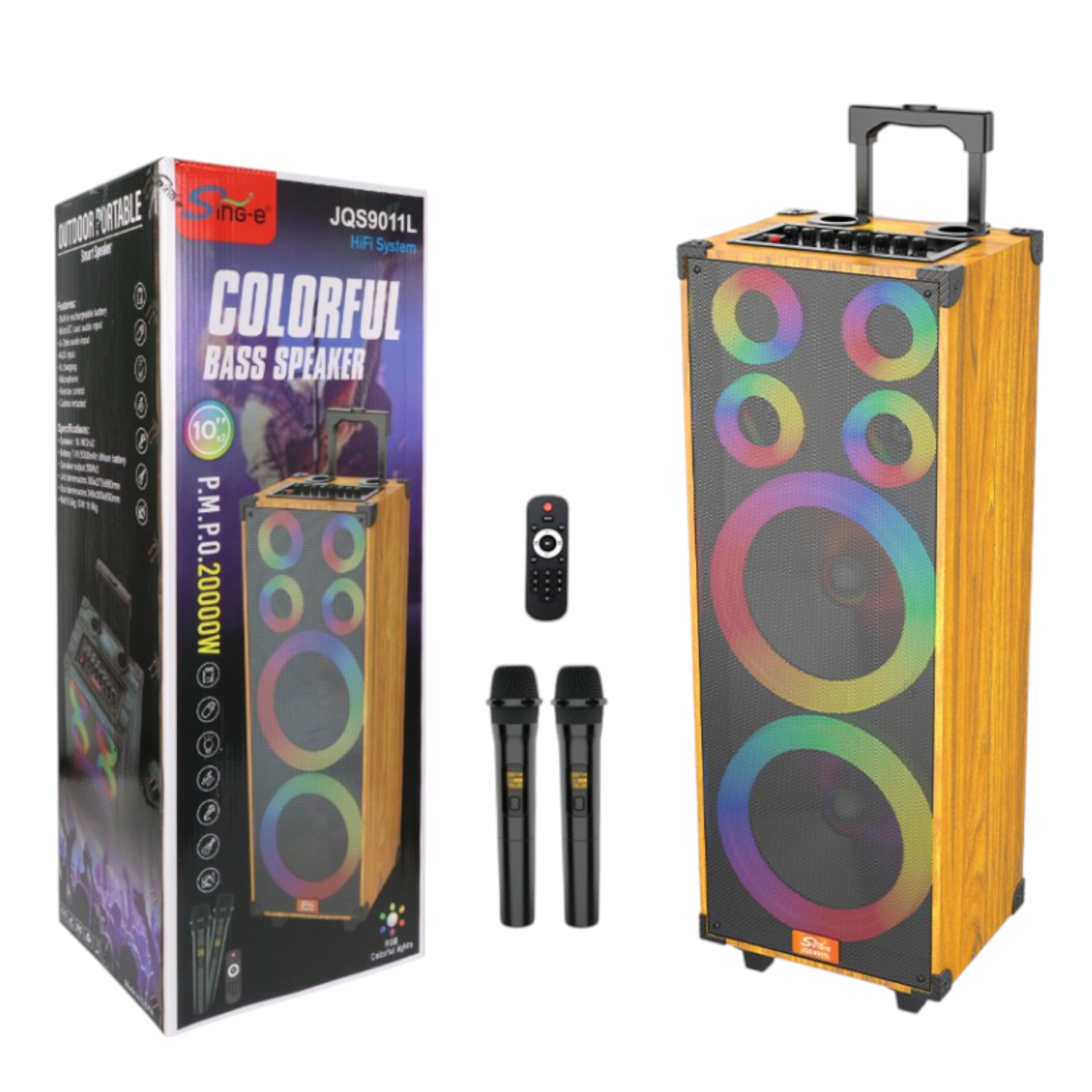 SING-E JQS9011L 20000W 10inç Çift Hoparlör Bluetooth Müzik Çalar