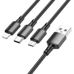 Borofone BX72 3 İN 1 MİCRO+TYPE-C+İP Usb Kablo