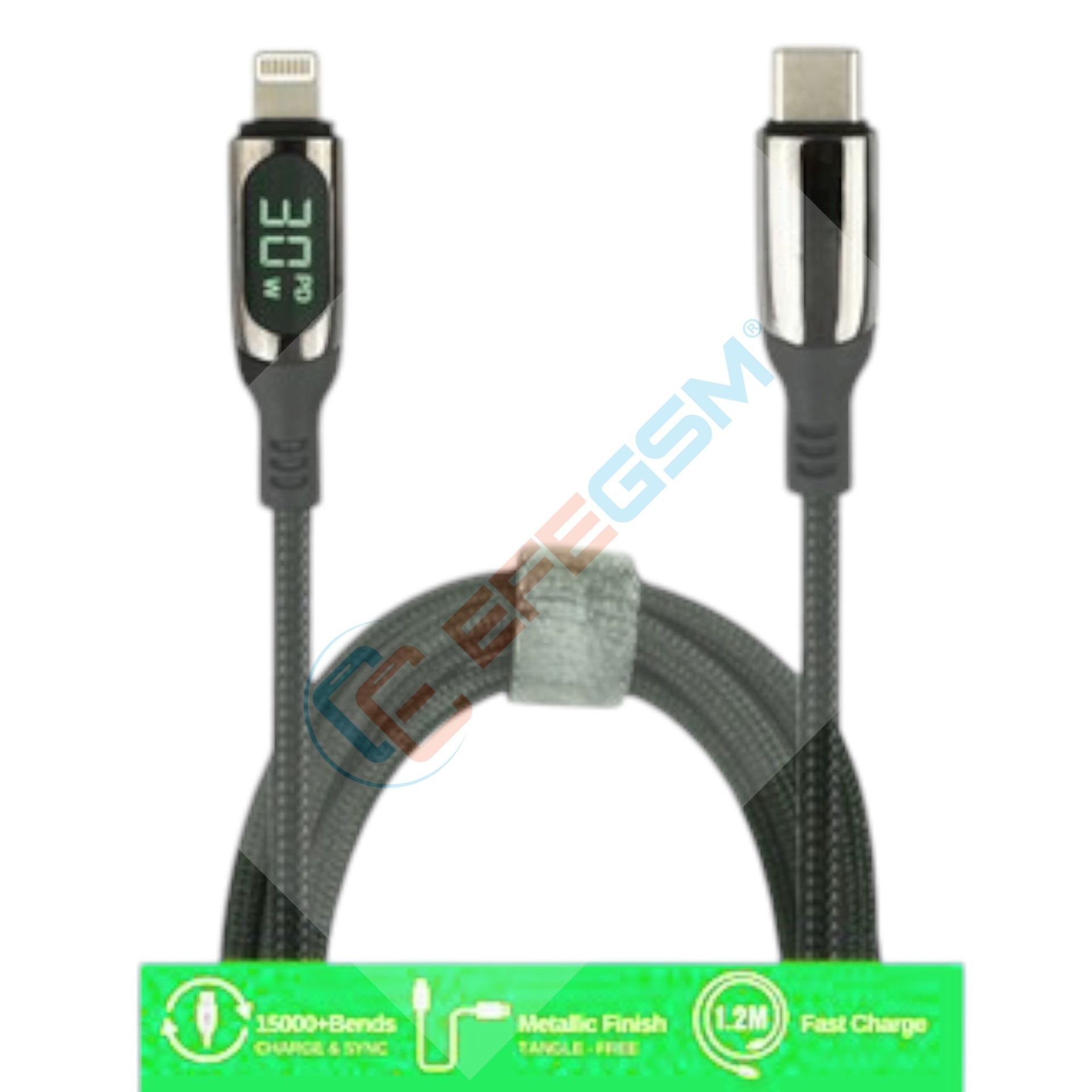 Yk Desing YK K189 Type-c To Lightning Göstergeli Usb Kablo