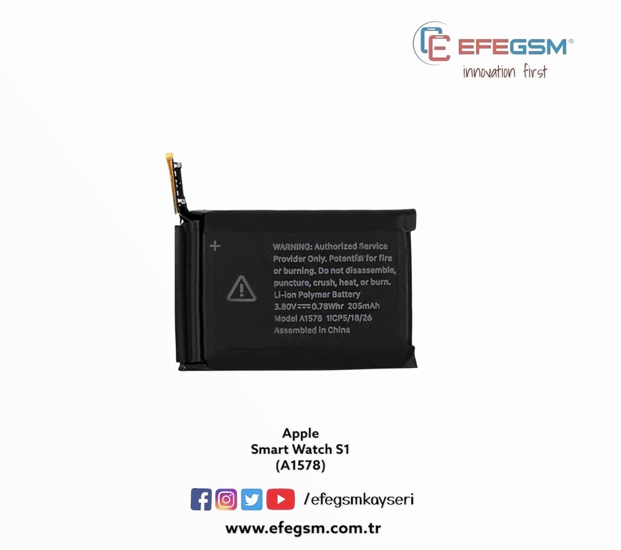 Apple Smart Watch S1 38mm (A1578) Akıllı Saat Batarya