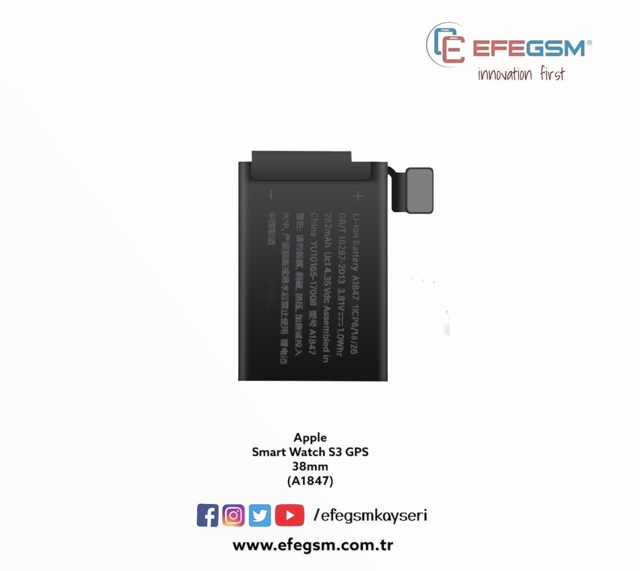 Apple Smart Watch S3 GPS 38mm (A1847) Akıllı Saat Batarya