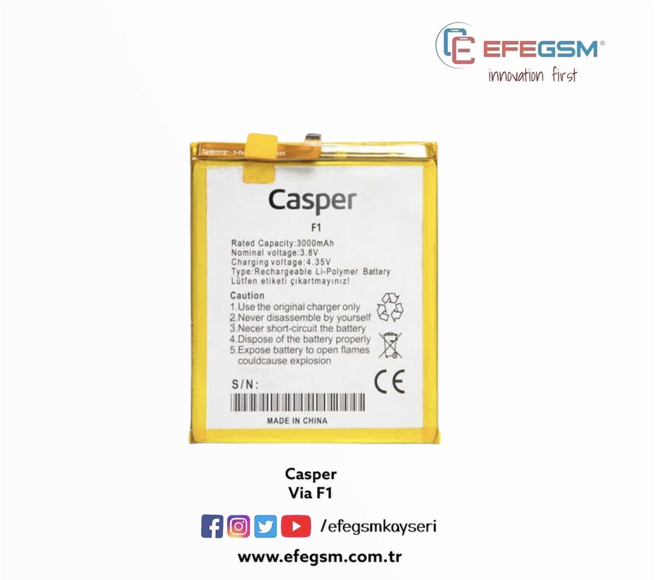 Casper Via F1 Batarya