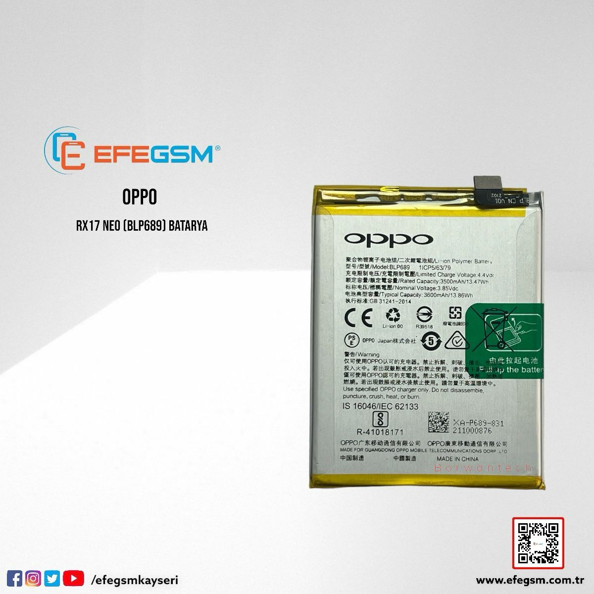 Oppo RX17 Neo (BLP689) Batarya