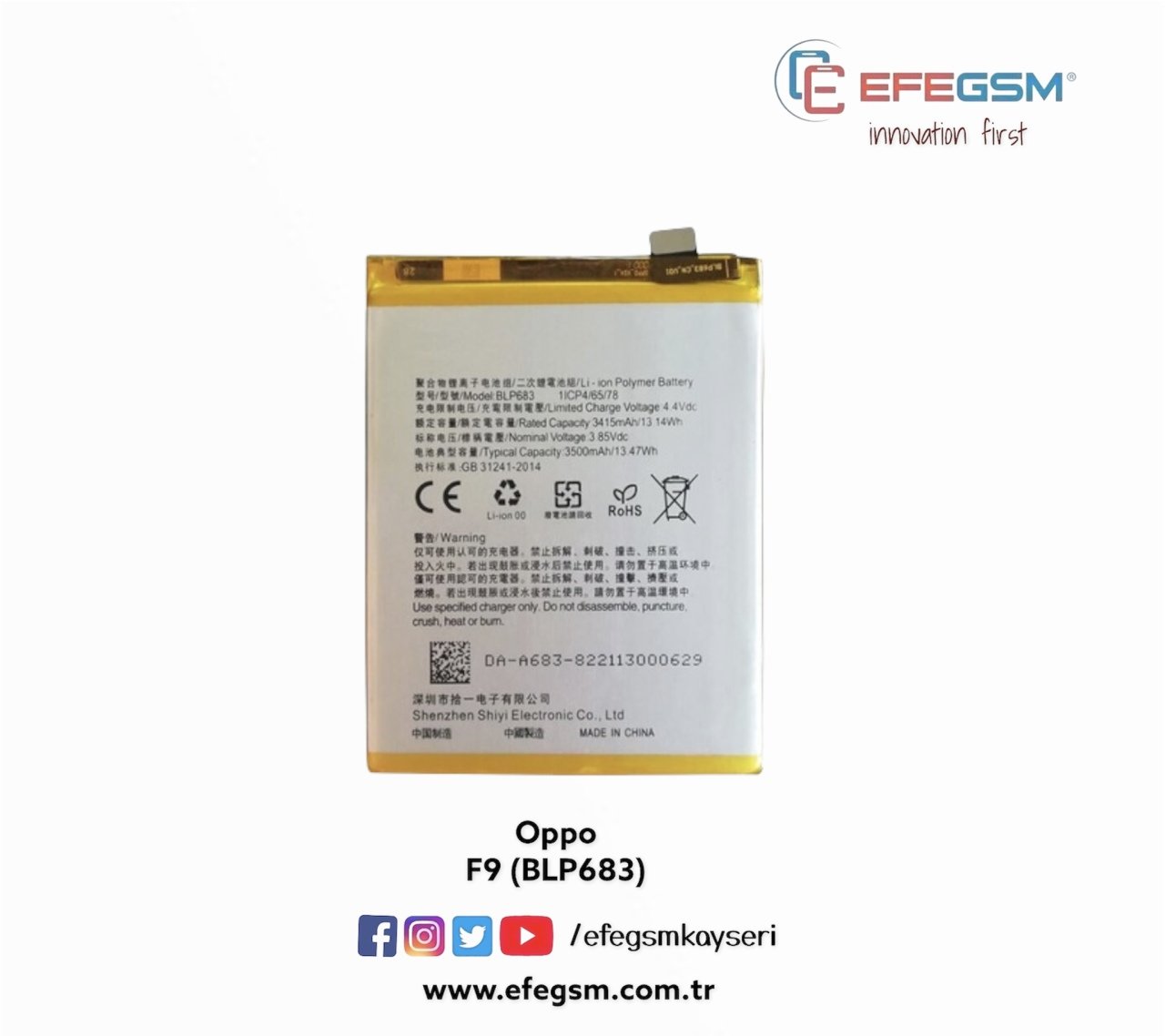 Oppo F9 (BLP683) Batarya