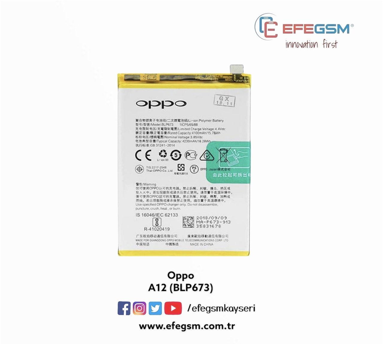 Oppo A12 (BLP817) Batarya