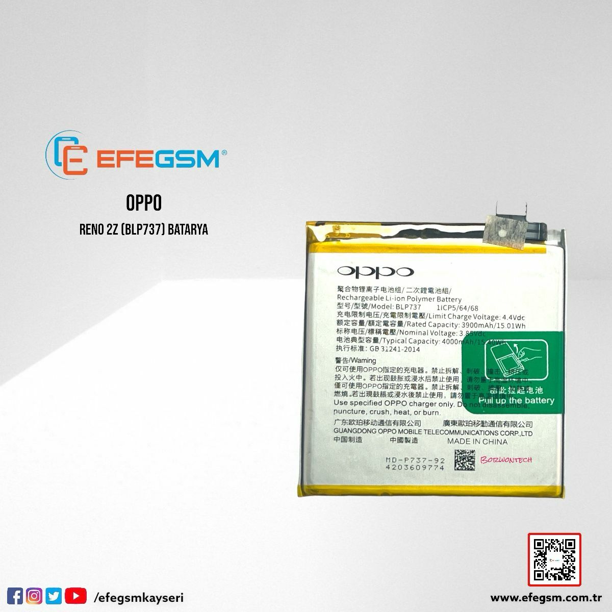 Oppo Reno 2Z (BLP737) Batarya
