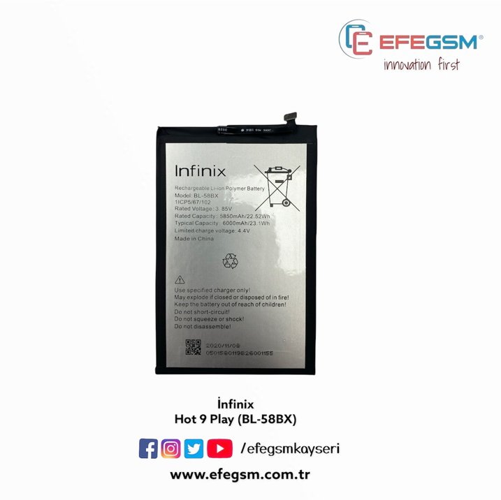 İnfinix Hot 9 Play (BL-58BX) Batarya