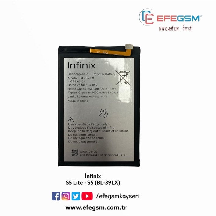 İnfinix S5 Lite - S5 (BL39LX) Batarya
