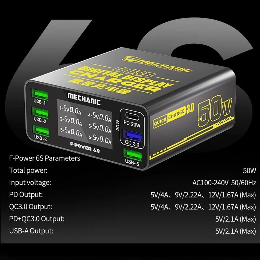 Mechanic F-Power 6S 50W Hızlı Şarj İstasyonu