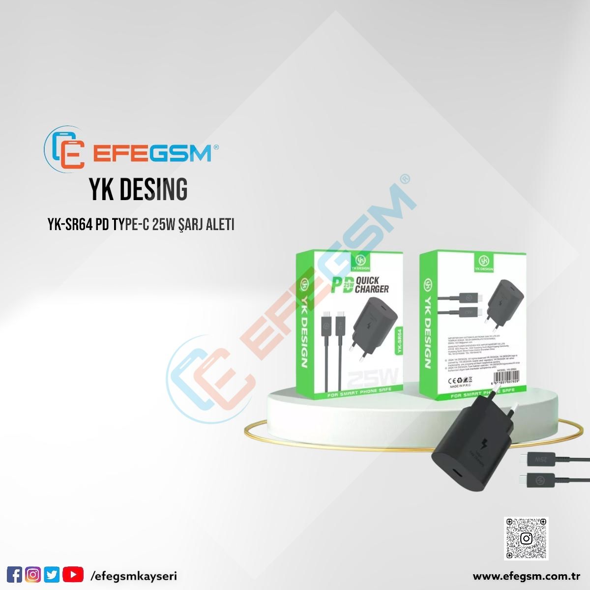 YK Desing YK-SR64 PD Type-c 25W Şarj Aleti