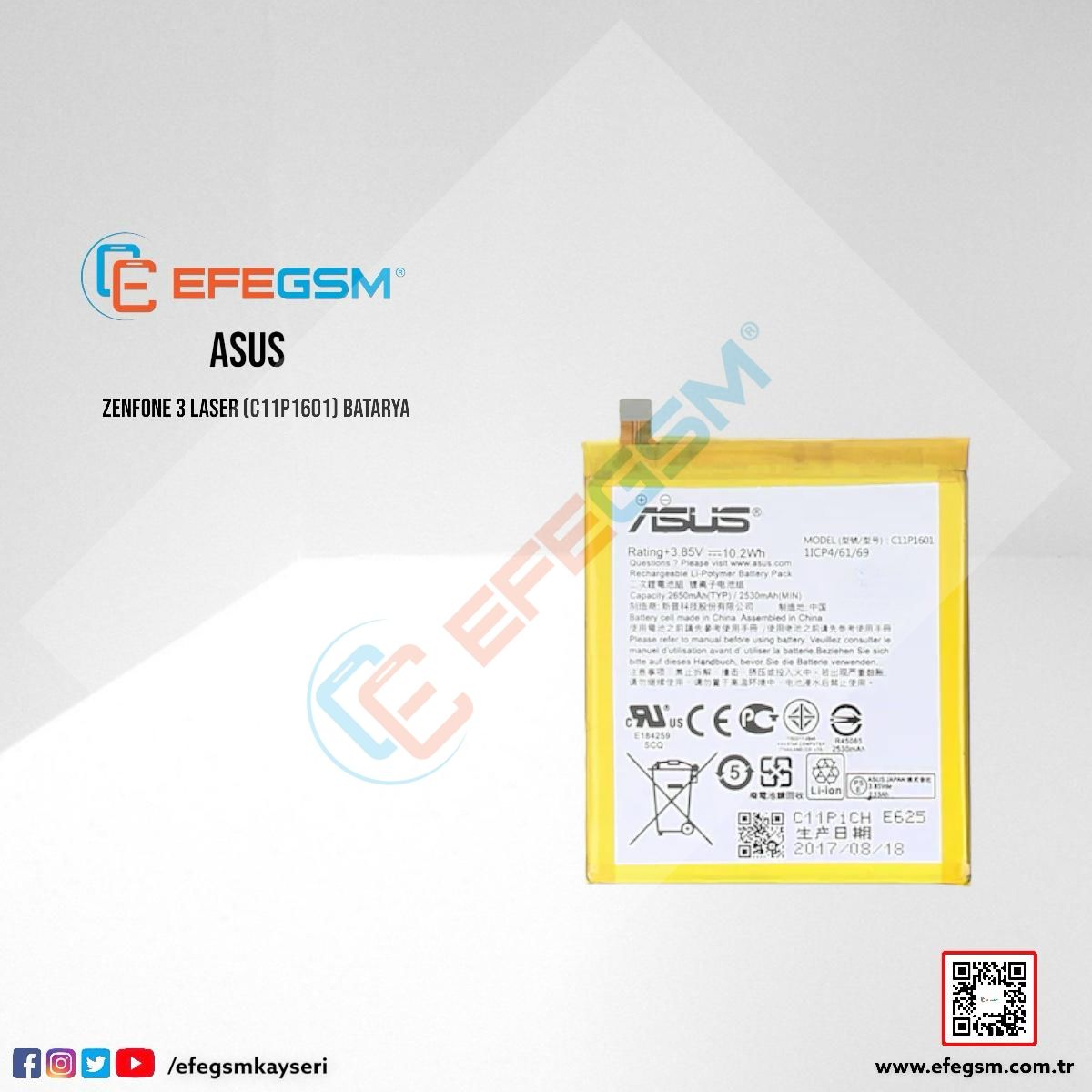 Asus Zenfone 3 Laser (C11P1601) Batarya
