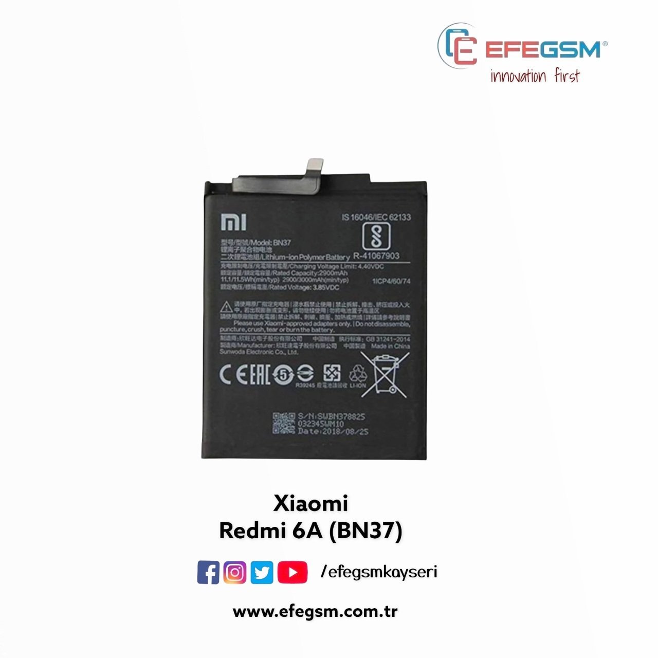 Xiaomi Redmi 6A (BN37) Batarya