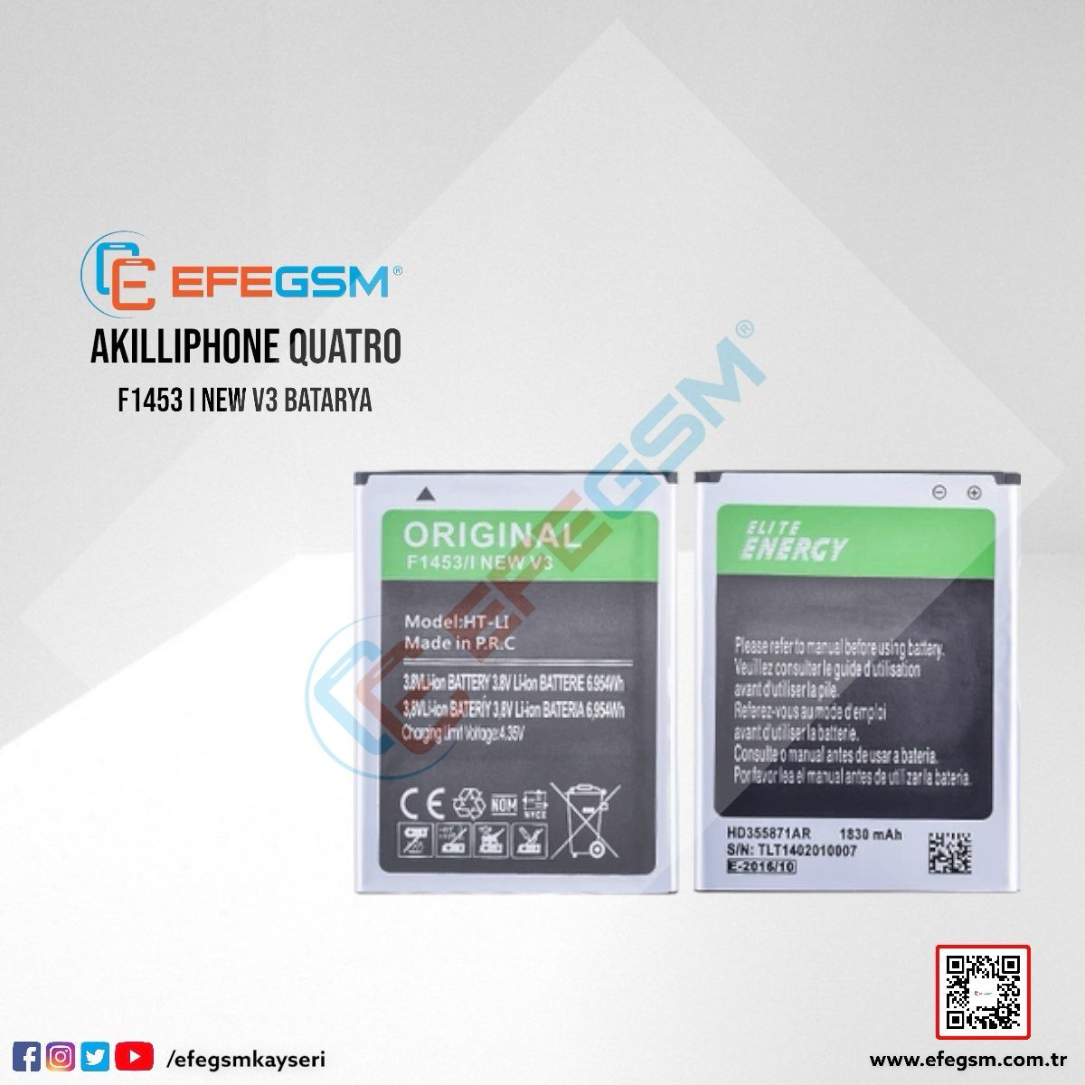 AkıllıPhone Quatro F1453 I New V3 Batarya