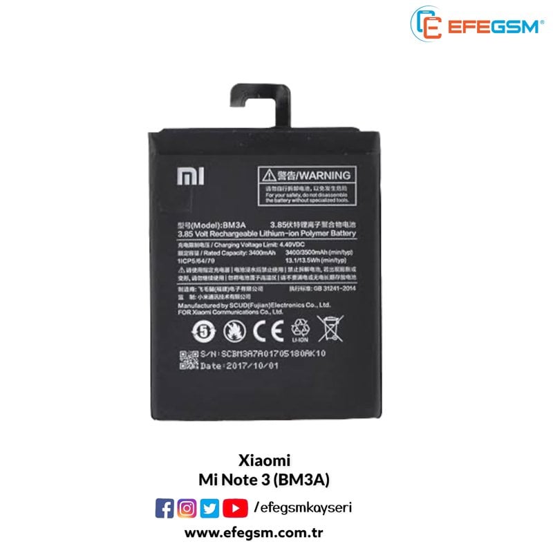 Xiaomi Mi Note 3 (BM3A) Batarya