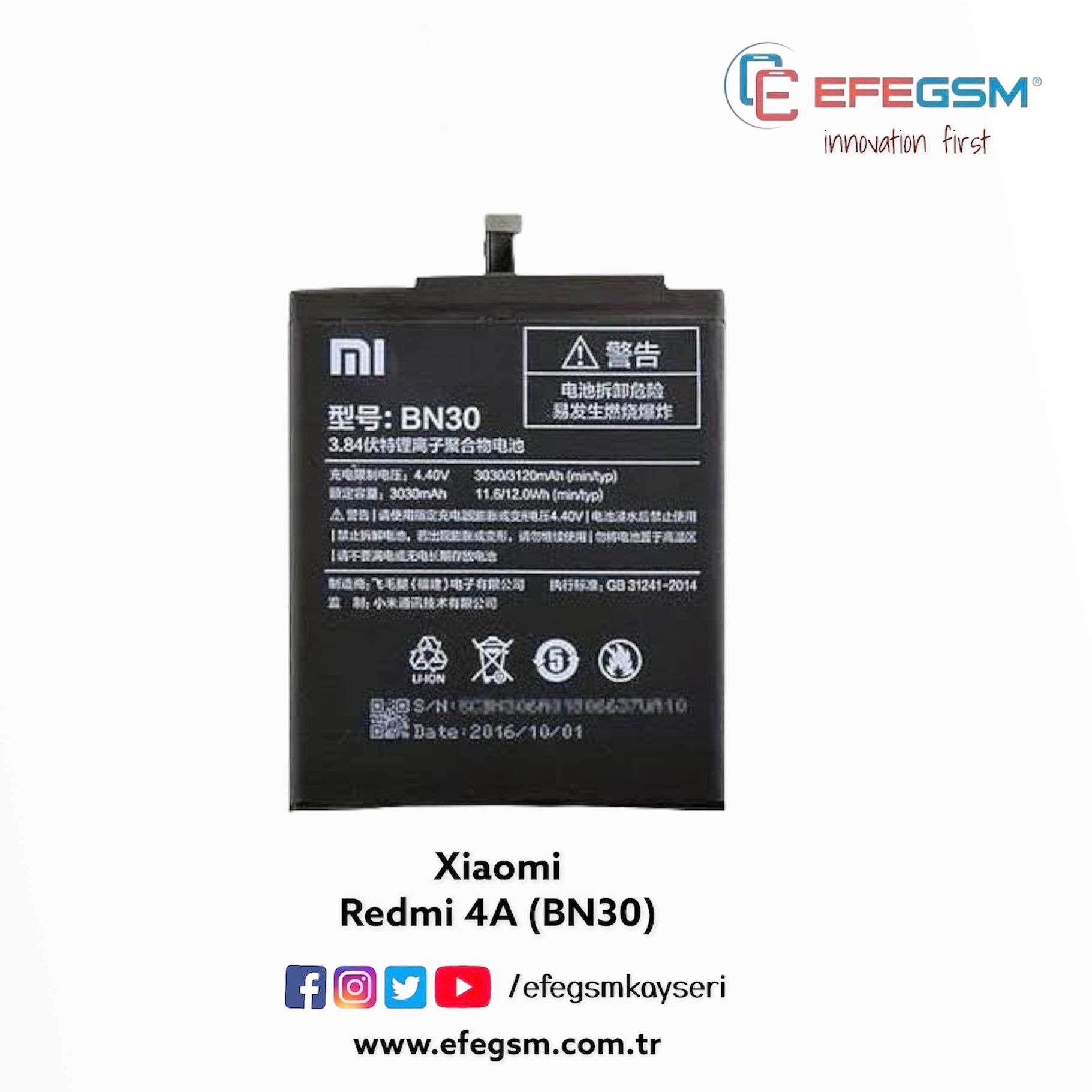 Xiaomi Redmi 4A (BN30) Batarya