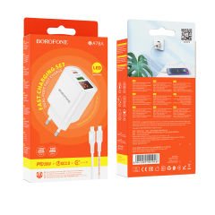 Borofone BA78A PD20W+QC3.0 Ekranlı Lightning Type-c Şarj Aleti