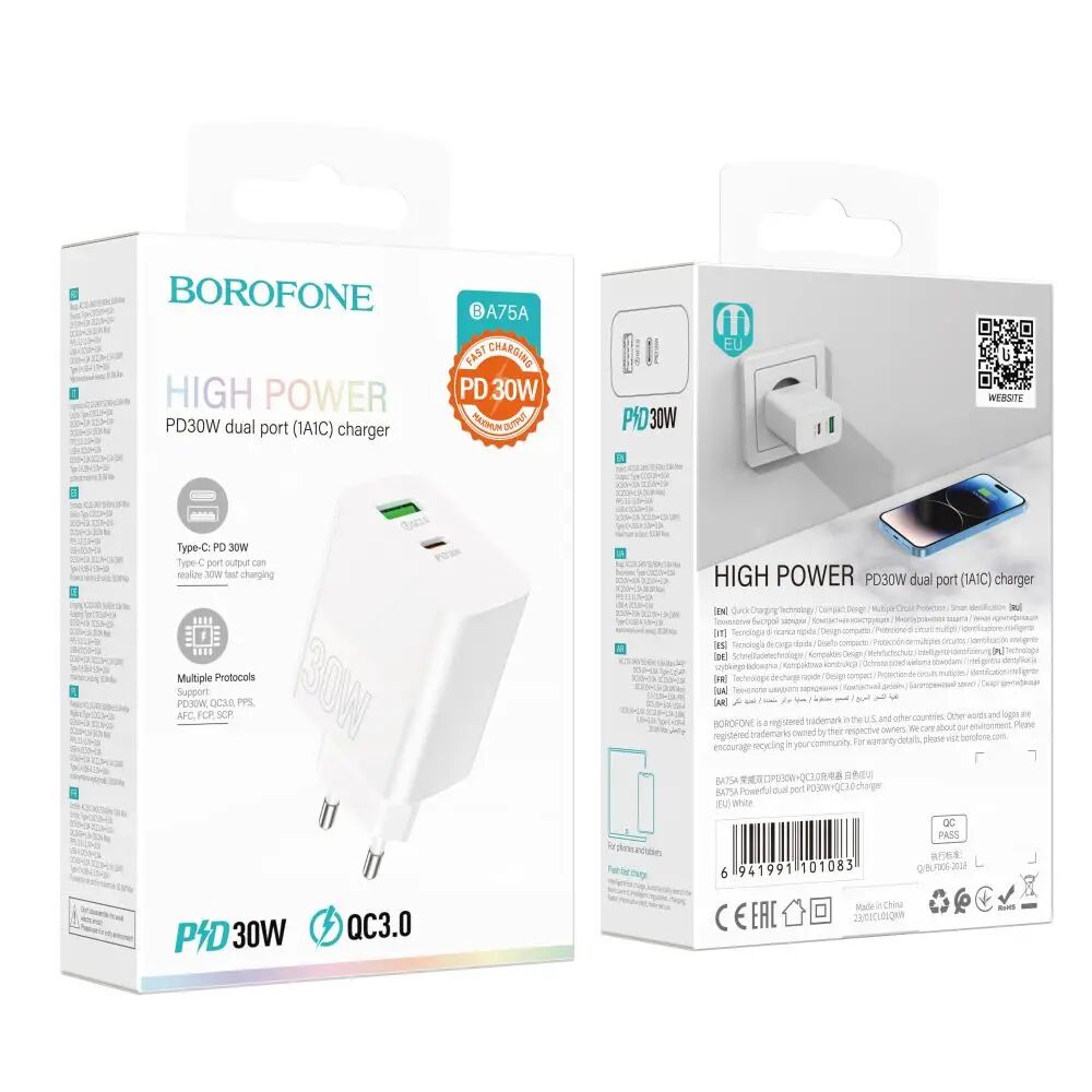 Borofone BA75A PD30W+QC3.0 Şarj Adaptörü