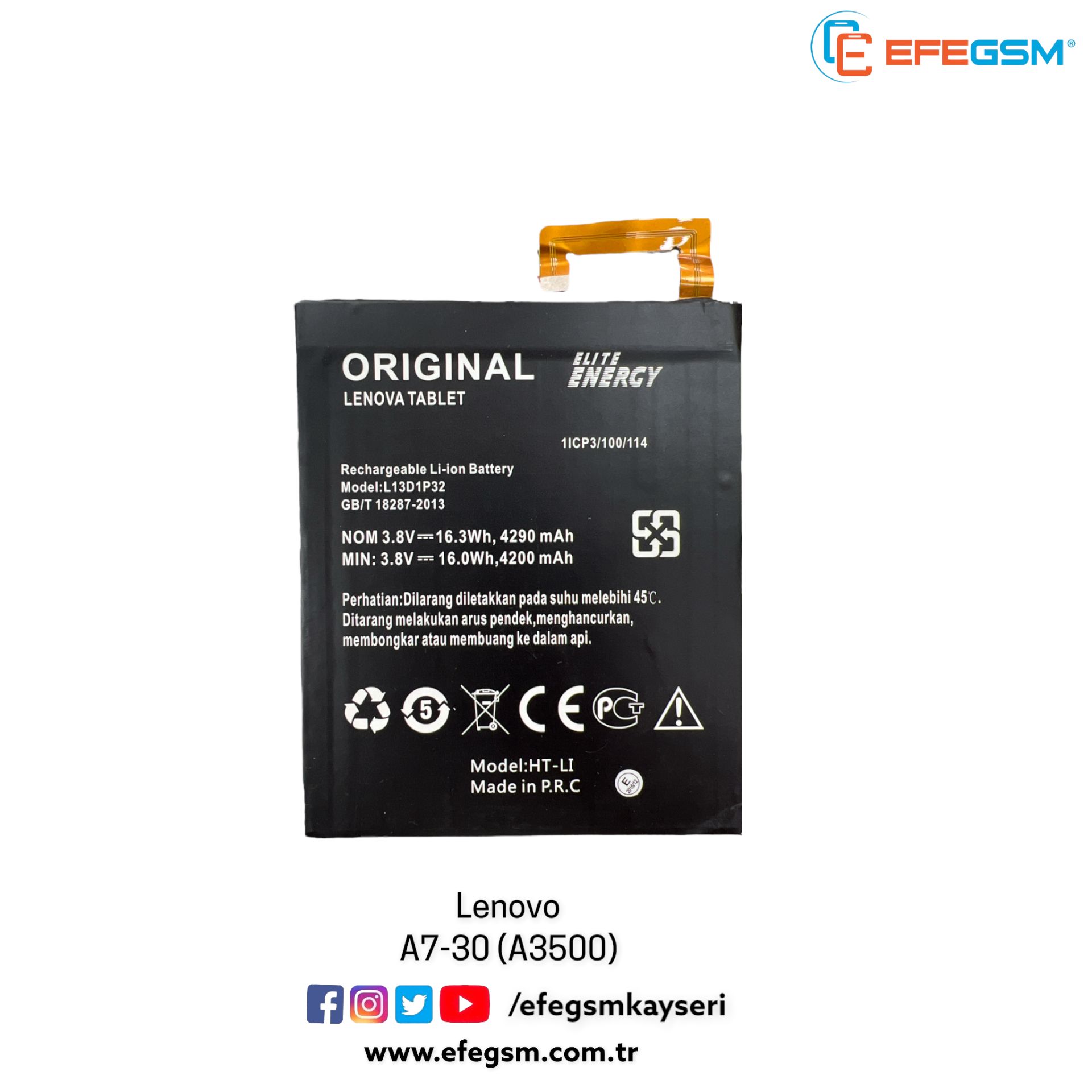 Lenovo A7-50 (A3500) Batarya
