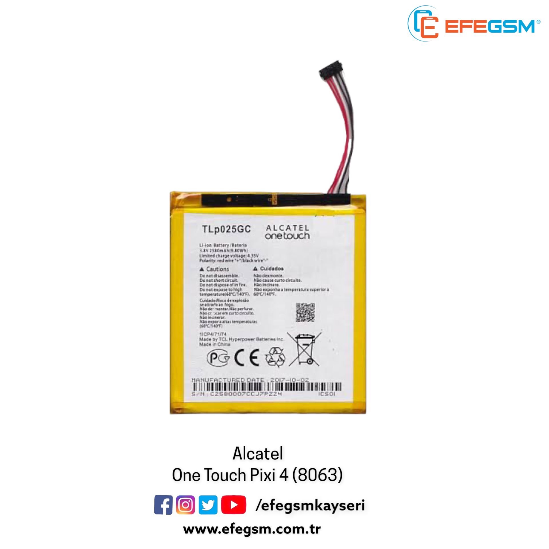 Alcatel One Touch Pixi 4 (8063) Batarya